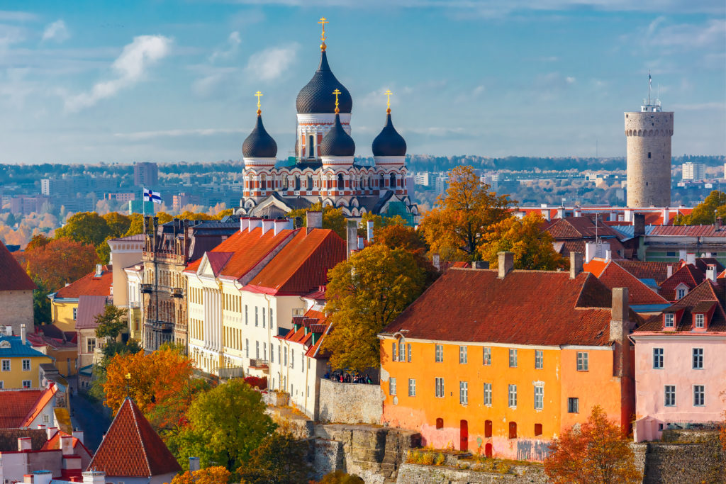 Kathedrale, Blick vom Turm der St. Olaf Kirche, Tallinn, Estland.