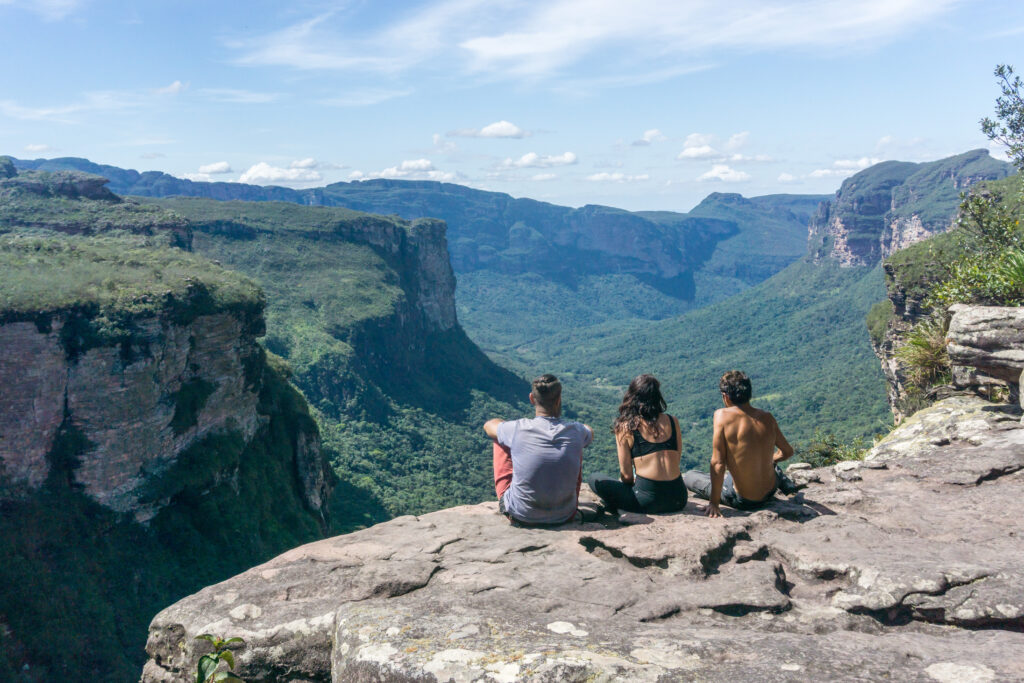 Gruppe von Wanderern im Vale do Pati (Paty-Tal), Nationalpark Chapada Diamantina, Bahia, Brasilien